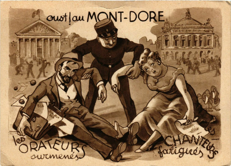 Carte postale ancienne Mont-Dore - Les oretaurs chanteurs fatigues à Mont-Dore