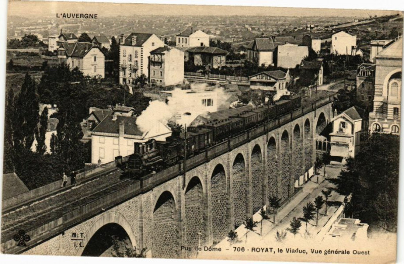 Carte postale ancienne L'Auvergne - Puy-de-Dome - Royat le Viaduc Vue générale Ouest à Royat