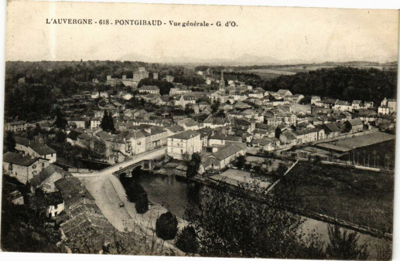 Carte postale ancienne L'Auvergne - Pontgibaud - Vue générale - G. d'O. à Pontgibaud