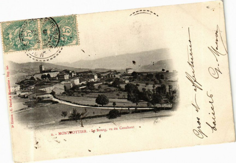 Carte postale ancienne Montnottier - Le Bourg vu du Couchant