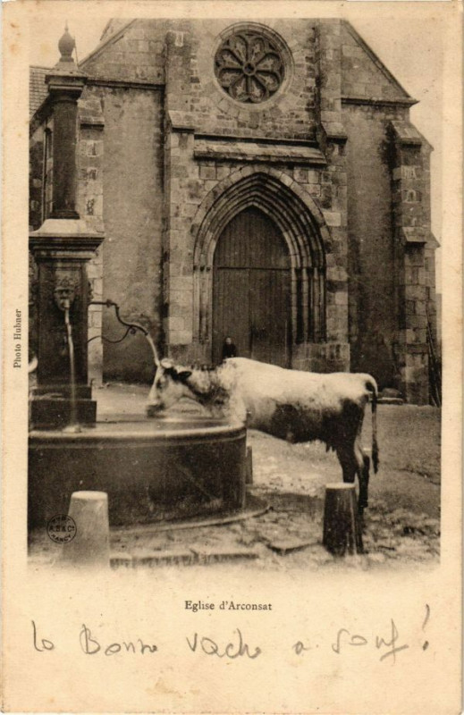 Carte postale ancienne Eglise d'Arconsat à Arconsat