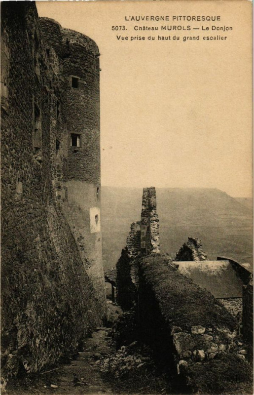 Carte postale ancienne L'Auvergne Pit.. - Chateau Murols - Le Donjon - Vue prise du haut.. à Murol