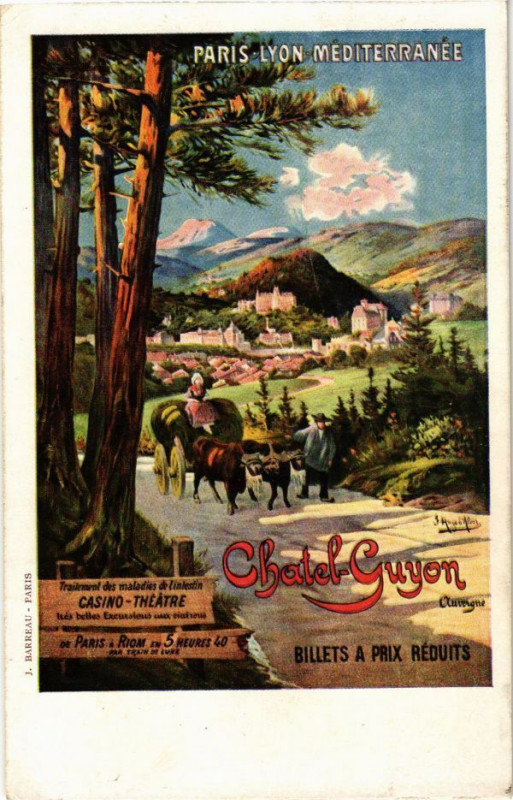 Carte postale ancienne Paris-Lyon Mediterranée - Chatel-Guyon - Bilets a Frix Reduits à Châtel-Guyon