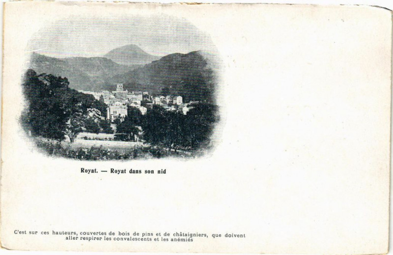 Carte postale ancienne Royat - Royat dans son nid à Royat