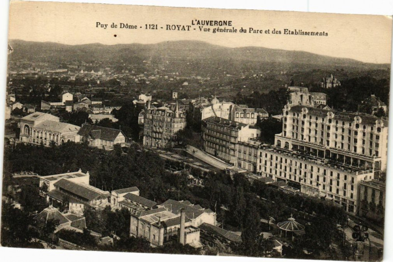 Carte postale ancienne Royat - Vue générale du parc à Royat
