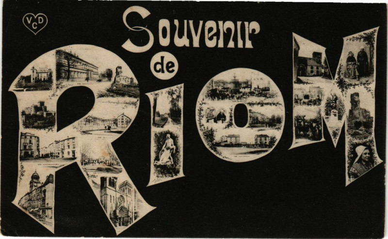 Carte postale ancienne Souvenir de Riom à Riom