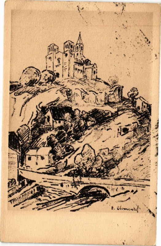 Carte postale ancienne Saint-Nectaire - dessin clementel à Saint-Nectaire