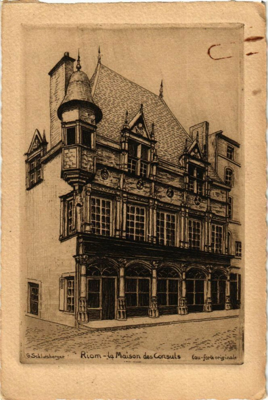 Carte postale ancienne Riom - La maison des consuls à Riom