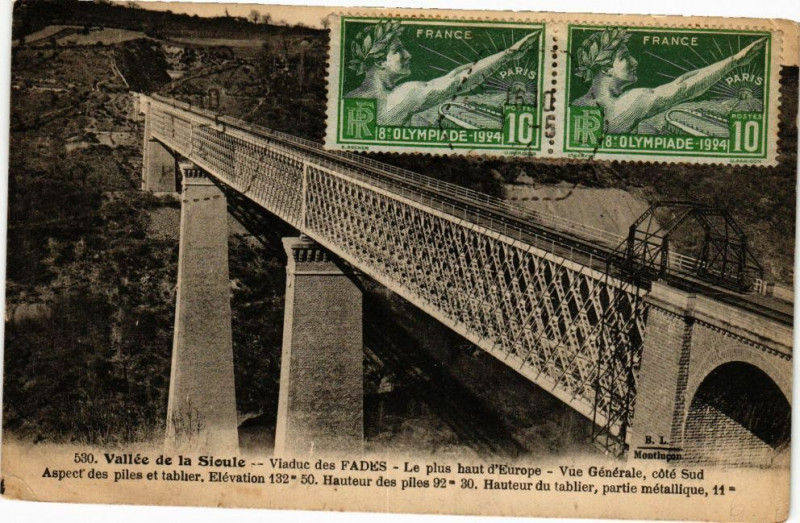 Carte postale ancienne Vallée de la Sioule - Viaduc des Fades - Le plus haut d'Europe