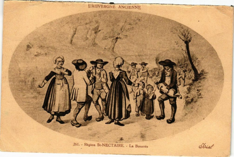 Carte postale ancienne Region Saint-Nectaire - La bourrée à Saint-Nectaire