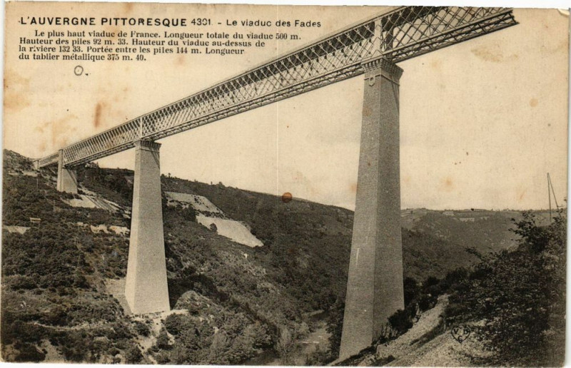 Carte postale ancienne La viaduc des Fades - Le plus haut Viaduc de France Longueur totale