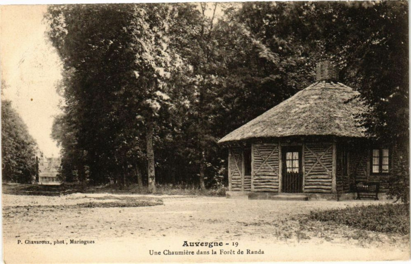 Carte postale ancienne Auvergne - Une chaumiere dans la foret
