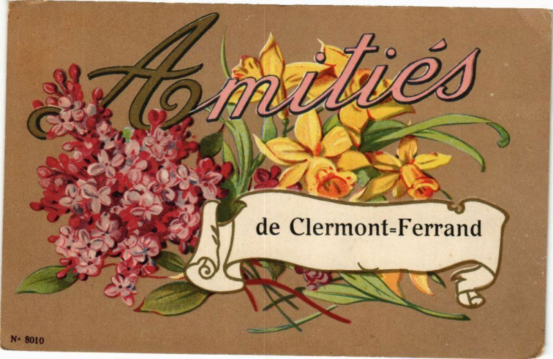 Carte postale ancienne Amitiés de Clermont-Ferrand à Clermont-Ferrand
