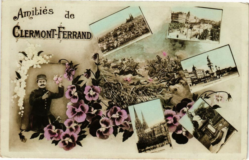 Carte postale ancienne Amitiés de Clermont-Ferrand à Clermont-Ferrand
