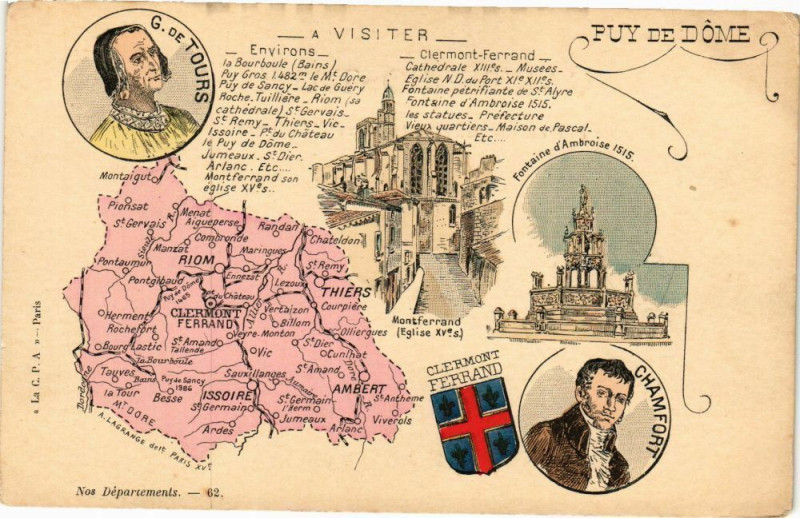Carte postale ancienne Puy-de-Dome - Nos Departments