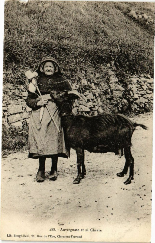 Carte postale ancienne Auvergnate et sa Chevre