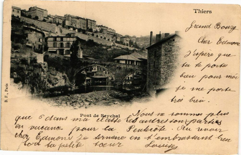 Carte postale ancienne Thiers - Pont de seychal à Thiers