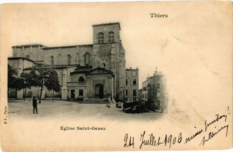 Carte postale ancienne Thiers - Eglise St-genez à Thiers