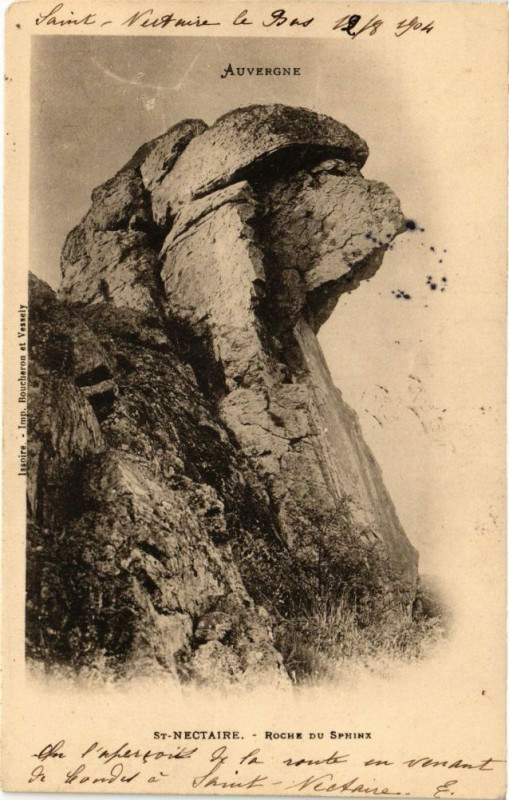 Carte postale ancienne Saint-Nectaire. - Roche du sphinx à Saint-Nectaire