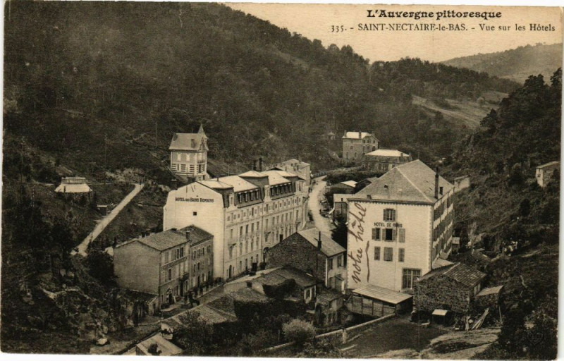 Carte postale ancienne Saint-Nectaire-le-Bas - Vue sur les Hotels à Saint-Nectaire