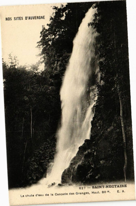 Carte postale ancienne Saint-Nectaire - La chute de la Cascade des GRANGEs Haut. 80 m à Saint-Nectaire