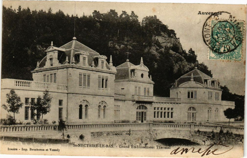Carte postale ancienne Saint-Nectaire-le-Bas - Grand Etabl. tHERMal à Saint-Nectaire