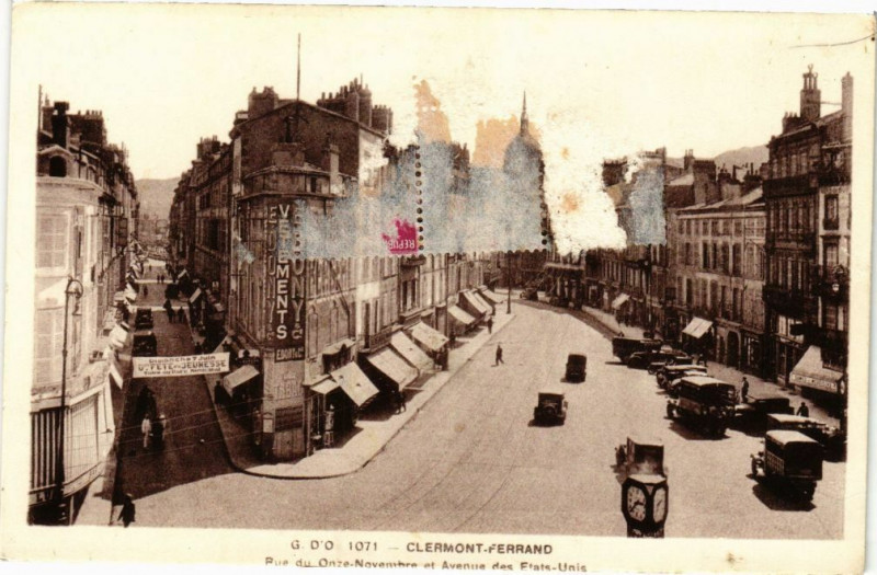 Carte postale ancienne G. d'O. - Clermont-Ferrand - Rue du Onze-Novembre et Avenue des à Clermont-Ferrand