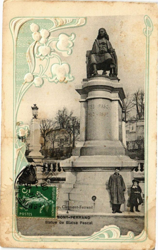 Carte postale ancienne Clermont-Ferrand - Statue de Blaise Pascal à Clermont-Ferrand