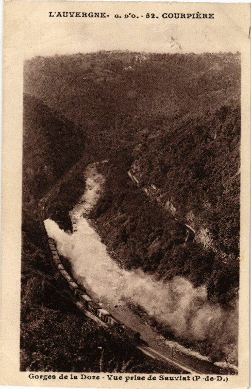 Carte postale ancienne Georges de la Dore - Vue prise de Sauvlat à Ris