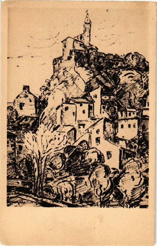 Carte postale ancienne Champeix - Dessin Clementel à Champeix