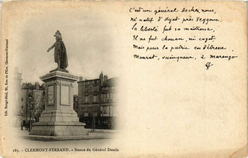 Carte postale ancienne Clermont-Ferrand - Statue du général Desaix à Clermont-Ferrand