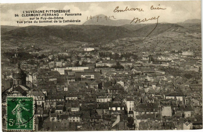 Carte postale ancienne Clermont-Ferrand - Panorama sur le Puy-de-Dome -Vue prise du Sommet à Clermont-Ferrand