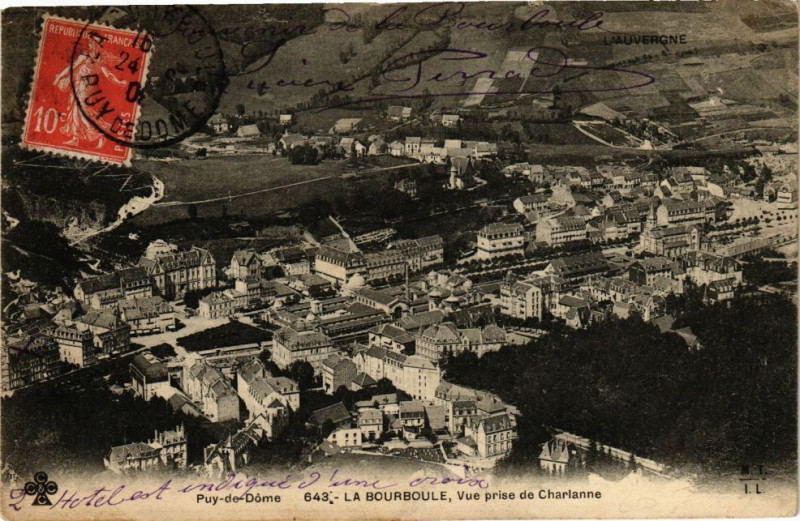Carte postale ancienne La Bourboule-Vue prise de Charlanne à La Bourboule