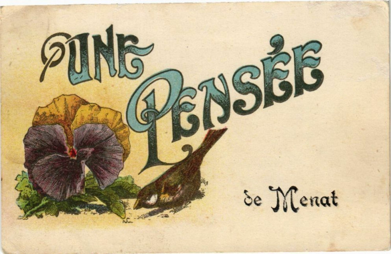 Carte postale ancienne Une pensée de Menat à Menat