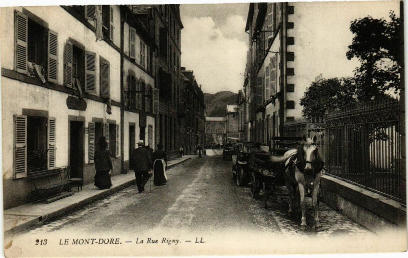 Carte postale ancienne Le Mont-Dore - La Rue Rigny à Mont-Dore