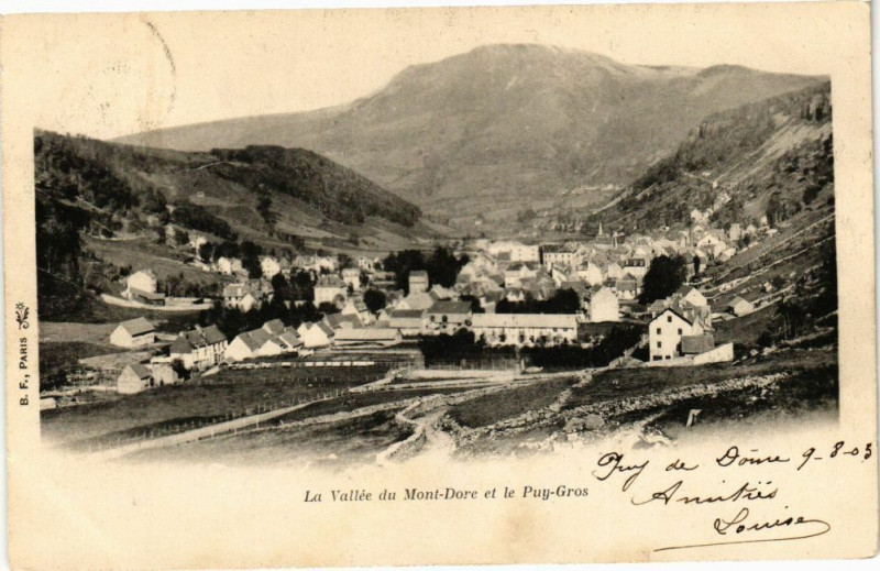 Carte postale ancienne La Vallée du Mont-Dore et le Puy-Gros à Mont-Dore