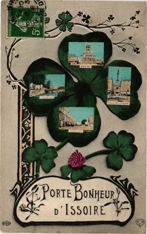 Carte postale ancienne Porte Bonheur d'Issoire à Issoire