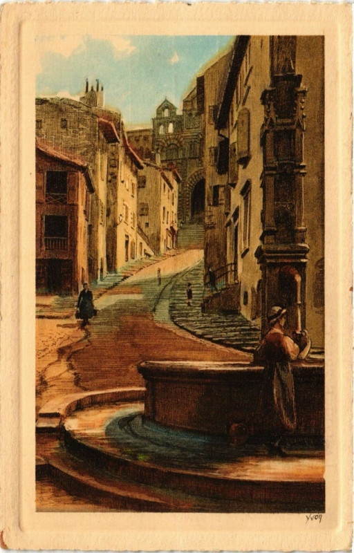 Carte postale ancienne Le Puy-en-Velay - La Vieille Rue des Tables au Puy-en-Velay