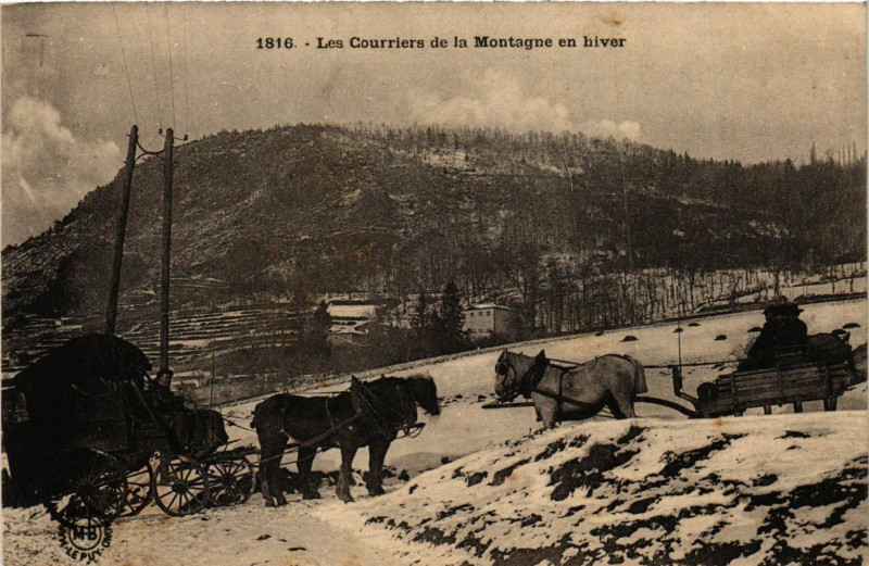 Carte postale ancienne Les Courriers de la Montage en Hiver