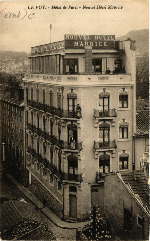 Carte postale ancienne Le Puy-en-Velay - Hotel de Paris - Nouvel Hotel Maurice au Puy-en-Velay