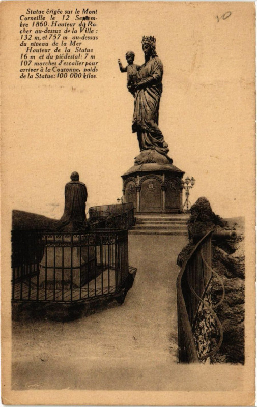 Carte postale ancienne Le Puy - Statue Notre-Dame-de-France d'apres Bonnassieux