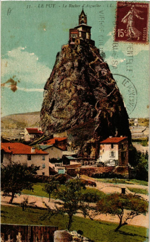 Carte postale ancienne Le Puy - Le Rocher d'Aiguilhe à Aiguilhe