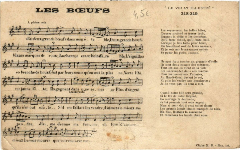 Carte postale ancienne Les Boeufs ..... - Le Velay Illustre