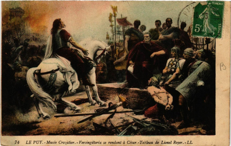 Carte postale ancienne Le Puy - Musee Crozatier -Vercingetorix se rendant a Cesar -Tableau