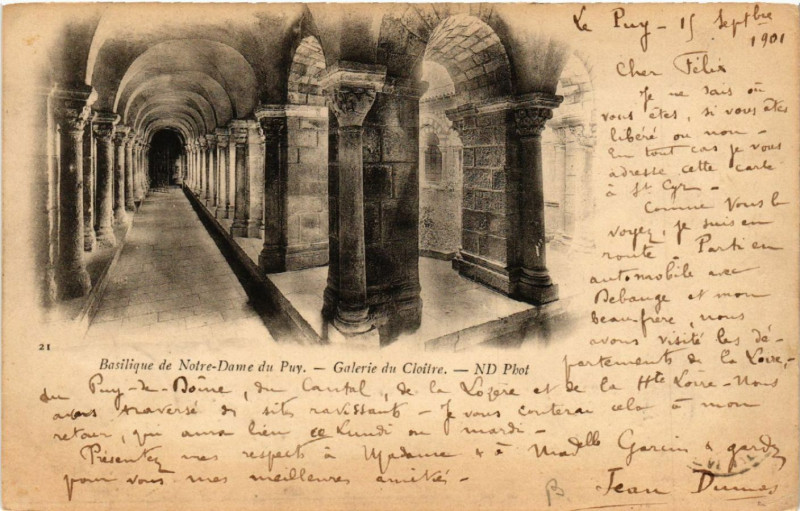 Carte postale ancienne Basilique de Notre-Dame du Puy - Galerie du Cloitre