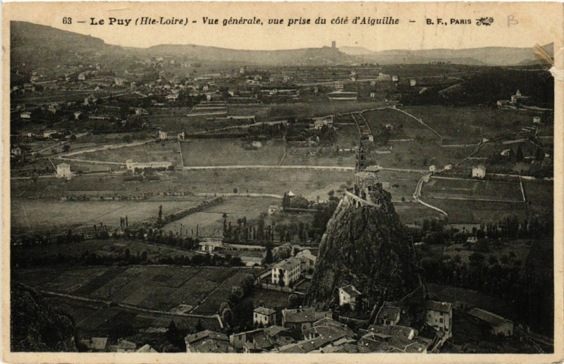 Carte postale ancienne Le Puy(Hte-Loire) - Vue generale, vue prise du cote d'Aiguilhe à Aiguilhe
