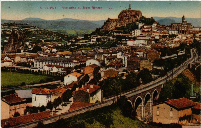 Carte postale ancienne Le Puy - Vue prise du Mont Ronzon