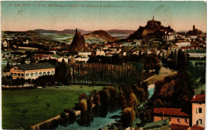 Carte postale ancienne Le Puy - Vue generale prise du Rocher d'Espaly