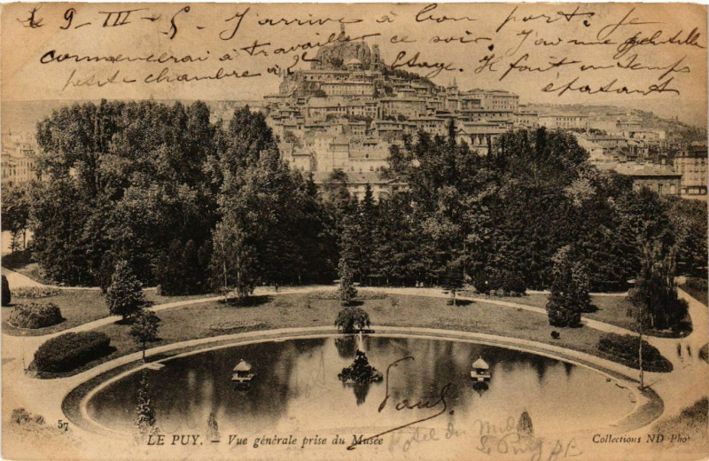 Carte postale ancienne Le Puy - Vue generale prise du Musee