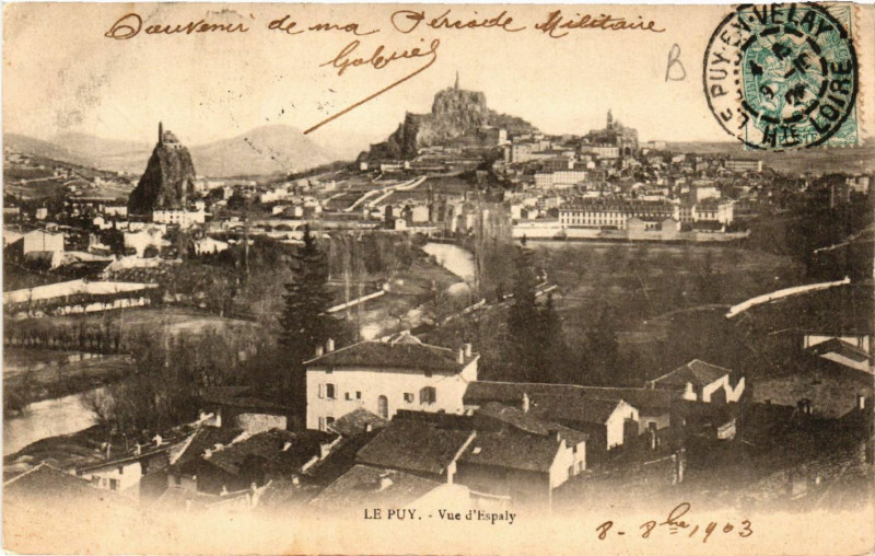 Carte postale ancienne Le Puy - Vue d'Espaly